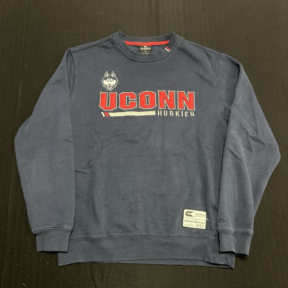 Colosseum UConn Huskies Crewneck Adult Medium Navy Blue Pullover Embroidered
